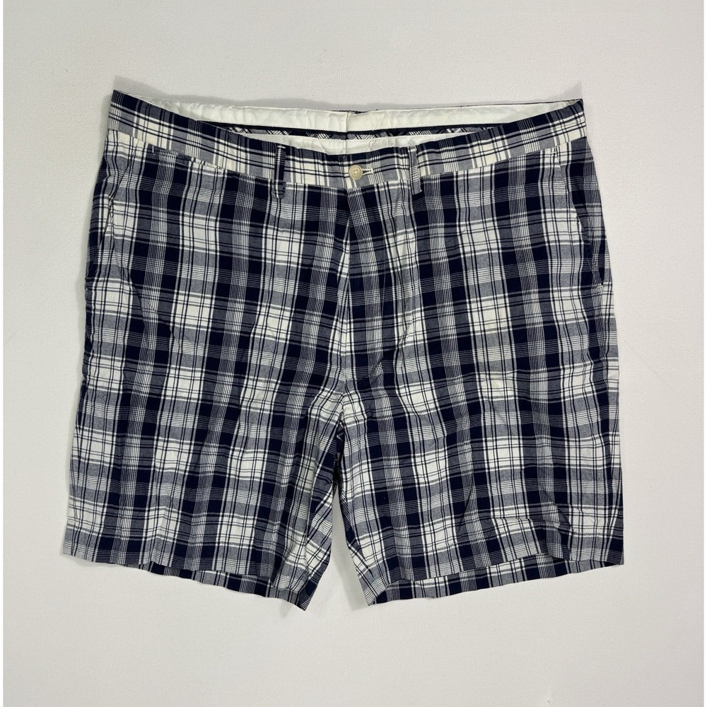 Polo Golf Ralph Lauren Blue Plaid Shorts Mens 40 Chino Cotton Flat Front Casual